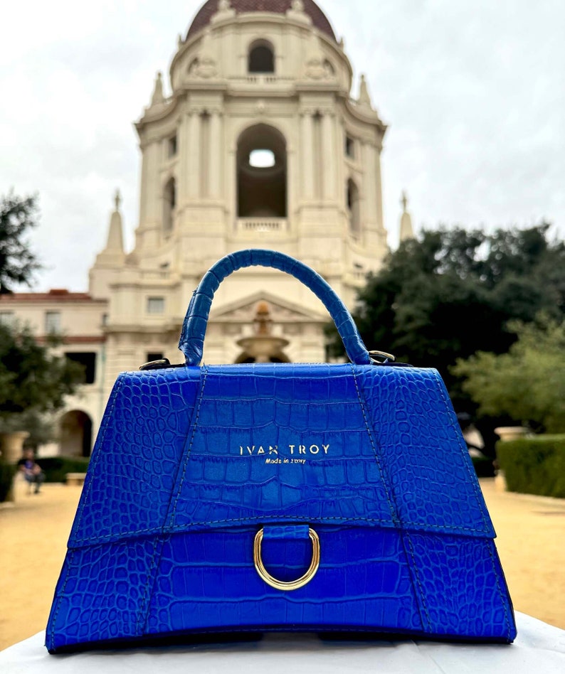 Kayla Blue Italian, Top Handle Handbags, Luxury Shoulder Bag, Stylish and Functional Purse, Trendy Shoulder Bag, Gift for Her image 1