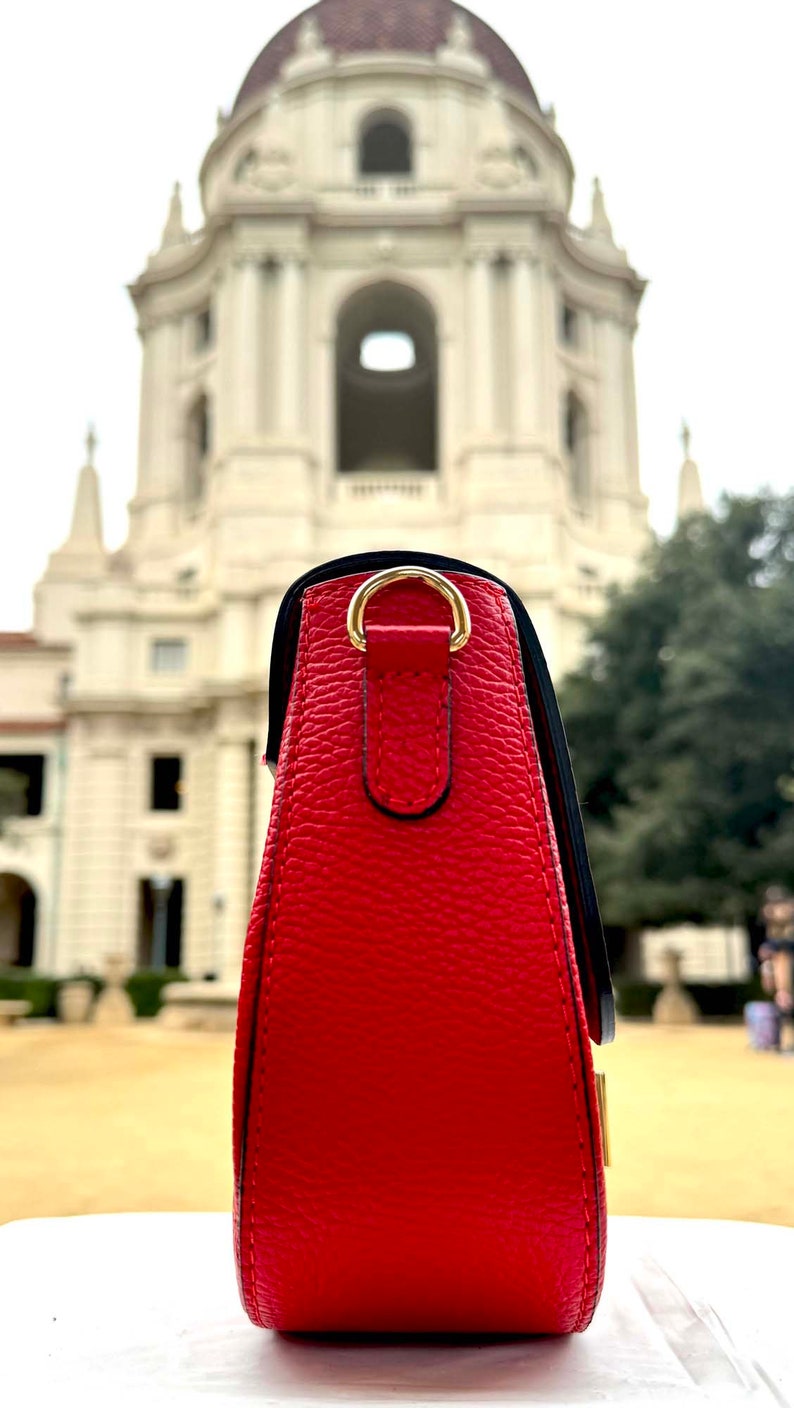 Tina Red Embossed Crocodile, Italian Leather Handbag, Stylish and Functional Purse, Shoulder Bag, Trendy Shoulder Bag, Gift for Her image 2