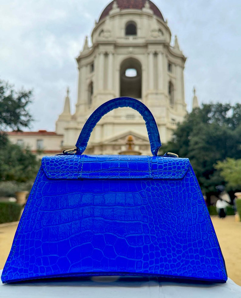 Kayla Blue Italian, Top Handle Handbags, Luxury Shoulder Bag, Stylish and Functional Purse, Trendy Shoulder Bag, Gift for Her image 5