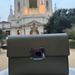 Bolso de hombro italiano de piel verde lila, piel italiana auténtica, bolso de hombro para mujer, bolso de hombro de lujo, regalo para ella