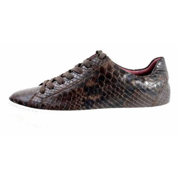 Men's Sneaker White Genuine Crocodile and Italian Calf