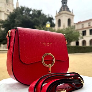 Tina Red Embossed Crocodile, Italian Leather Handbag, Stylish and Functional Purse, Shoulder Bag, Trendy Shoulder Bag, Gift for Her image 6