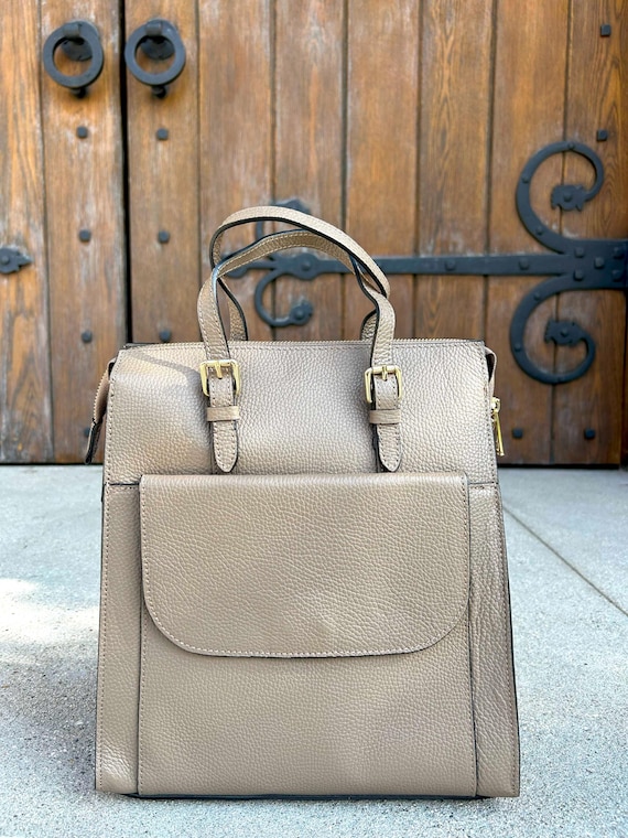 Schultertasche Rucksack Leder Silber Florence ,Rucksack Wandelbar