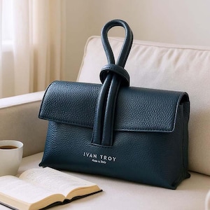 Bolso de mano Aria de piel italiana negra, bolso de hombro de piel auténtica, bolso de mano para mujer, bolso de lujo, regalo para ella