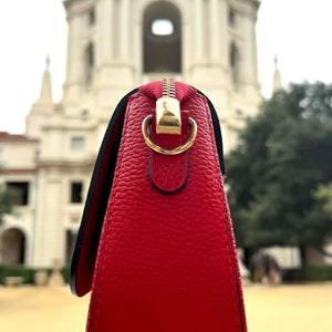 Tina Red Embossed Crocodile, Italian Leather Handbag, Stylish and Functional Purse, Shoulder Bag, Trendy Shoulder Bag, Gift for Her image 3