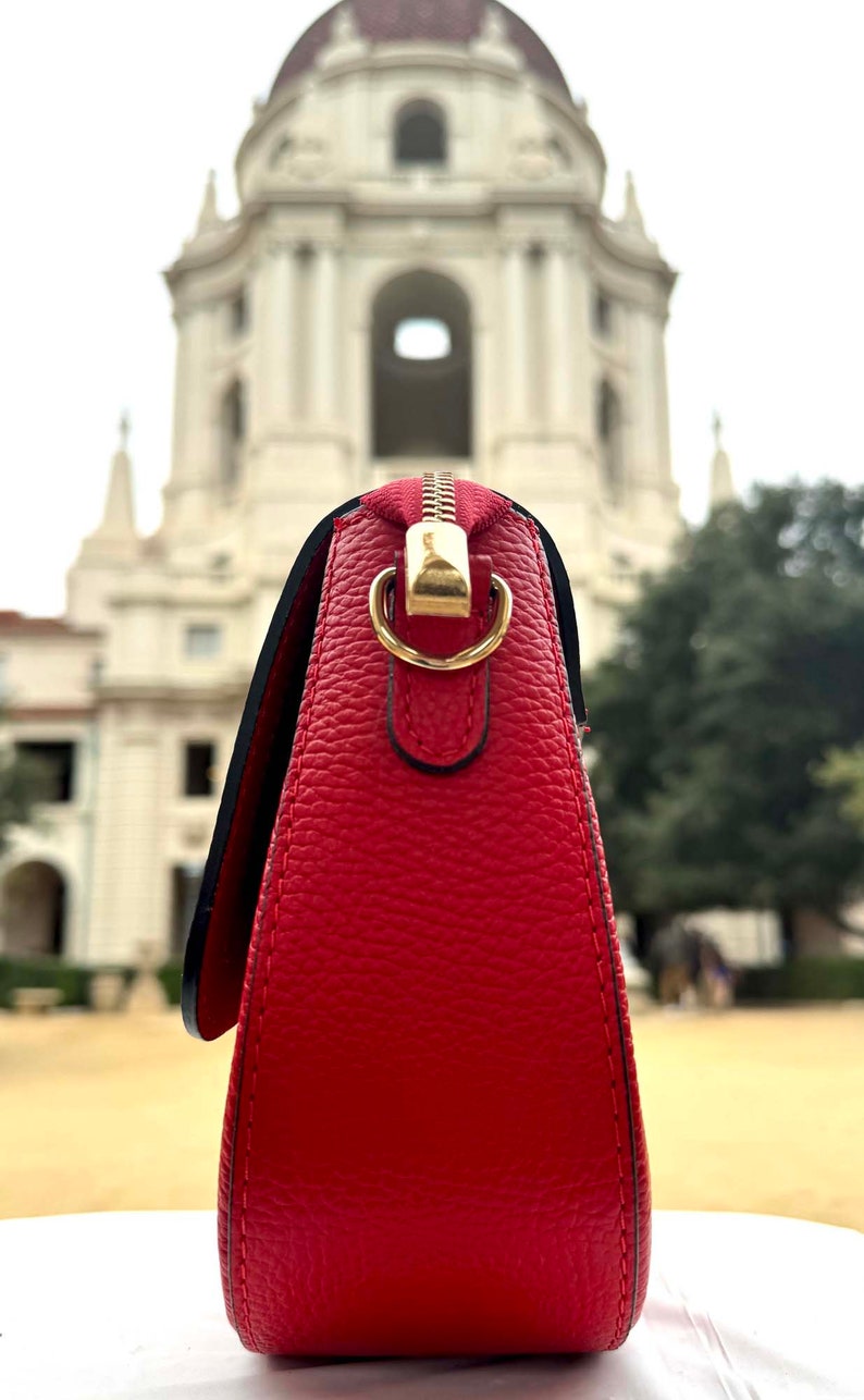 Tina Red Embossed Crocodile, Italian Leather Handbag, Stylish and Functional Purse, Shoulder Bag, Trendy Shoulder Bag, Gift for Her image 3