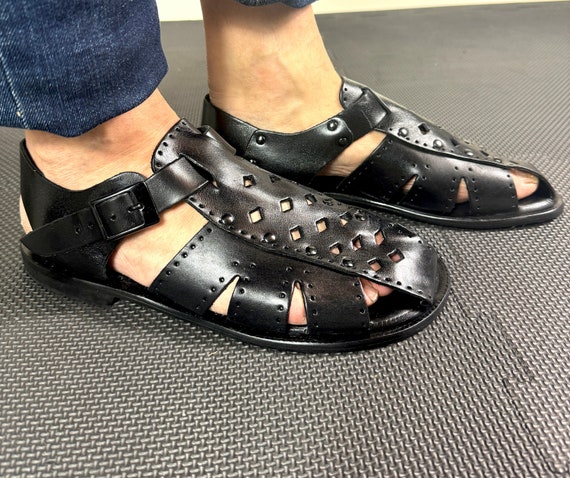 Italian Handmade Men s Leather Sandals Ivan Troy James Brown Leather Sandal Strap Summer Shoes Made in Italy Etsy Canada