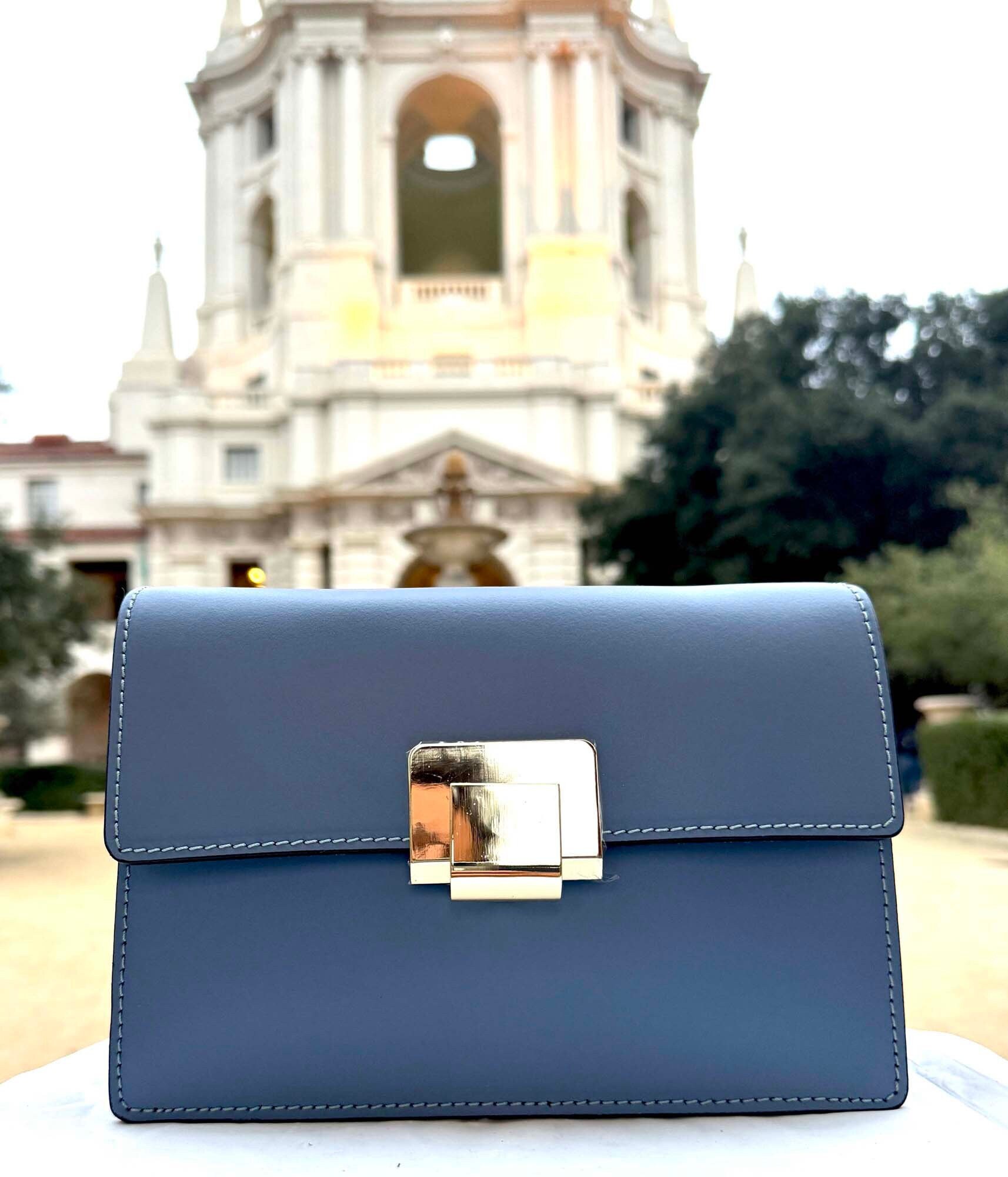 Light blue leather satchel sale