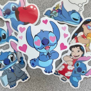50 Pcs Stitch Stickers, Cartoon Lilo & Stitch Reusable Vinyl Waterproof Decal for Water Bottle, Kids Teens Gifts Laptop Toy Sticker for DIY