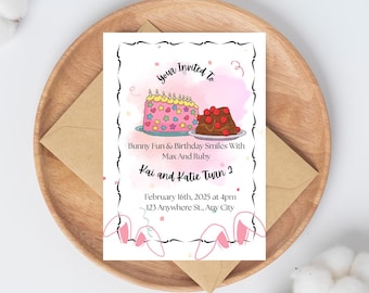 Max And Ruby Twin Birthday Party Emobile Invitation Instant Template Download