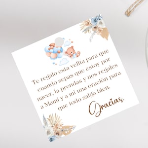 Small Spanish Printable Boys Baby Shower Favor Tags  Spanish Candle  favor tag Recuerdo para Baby Shower Wishes and payer for baby tag