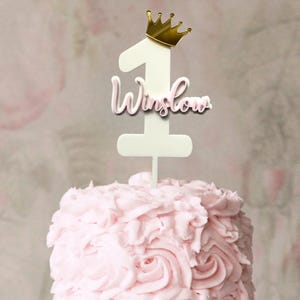 Custom Personalized Princess ONE Crown Cake Topper: Acrylic First Birthday Decoration!