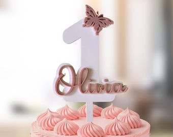 Personalized Butterfly Name Cake Topper First Birthday Party Custom color Cake Decoration  Keepsake Party decor Acrylic Butterflies Birthday