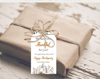 Editable Thanksgiving Favor Tag, Thankful For You Pumpkin  Tag, Happy Thanksgiving Printable gift tag Instant Download