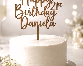 Personalized any age Acrylic Birthday Cake Topper-Custom Happy Birthday 21st 30th 40th 50th 60th or any age cake topper custom cake decor.