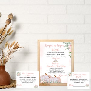Cartel de rifa de pañales e inserción de invitación de rifa de pañales, cartel e inserción  para juego de baby shower descarga instantánea
