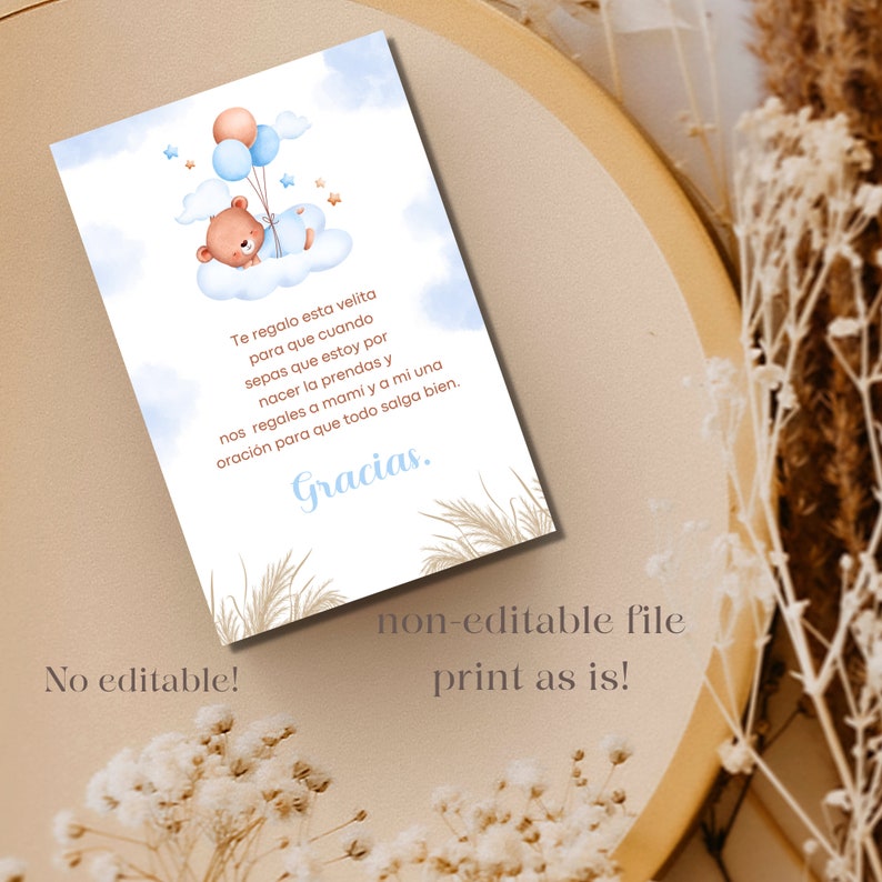 Spanish Baby Shower Favor Card Spanish Candle Favors Favor Etsy