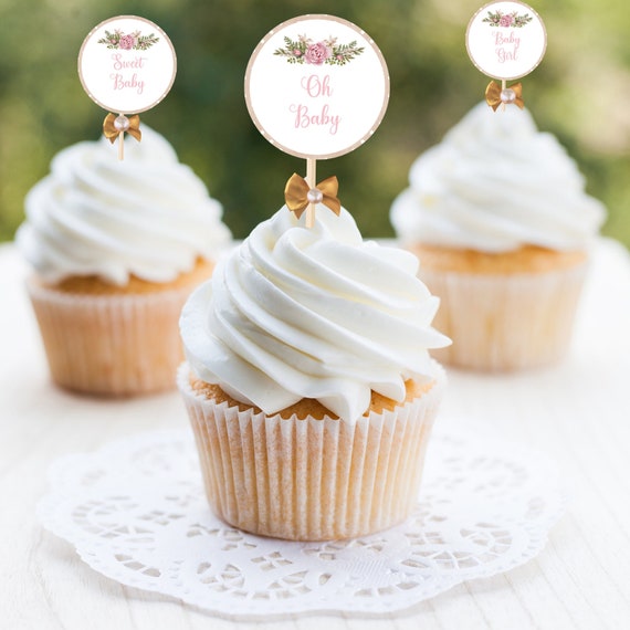 Printable Baby Shower Cupcake Toppers/ Sweet Baby /girl Baby | Etsy
