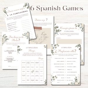 Bundle d'activités d'anniversaire en espagnol à imprimer pour adultes, femmes, anniversaire, jeux à imprimer, activité à imprimer pour anniversaire, téléchargement immédiat.