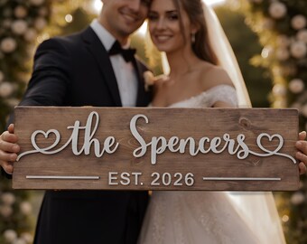 Last Name Wood sign Personalized Wedding Gift - Custom Gifts for Couple, Housewarming Gift, Custom Engagement Gift, Bridal Shower gift.