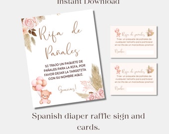 PRINTED Rifa De Pañales Spanish Diaper Raffle Sign Baby -  Finland