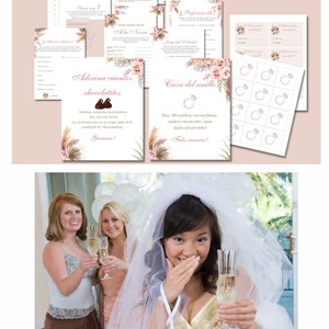 Spanish Boho Printable Bridal Shower Games Set, Paquete Moderno De ...