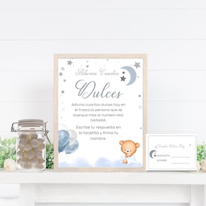 Adivina cuantos dulces juego para Baby Shower de Niño en Español, Imprimible para Baby shower de  Descarga Instantanea.
