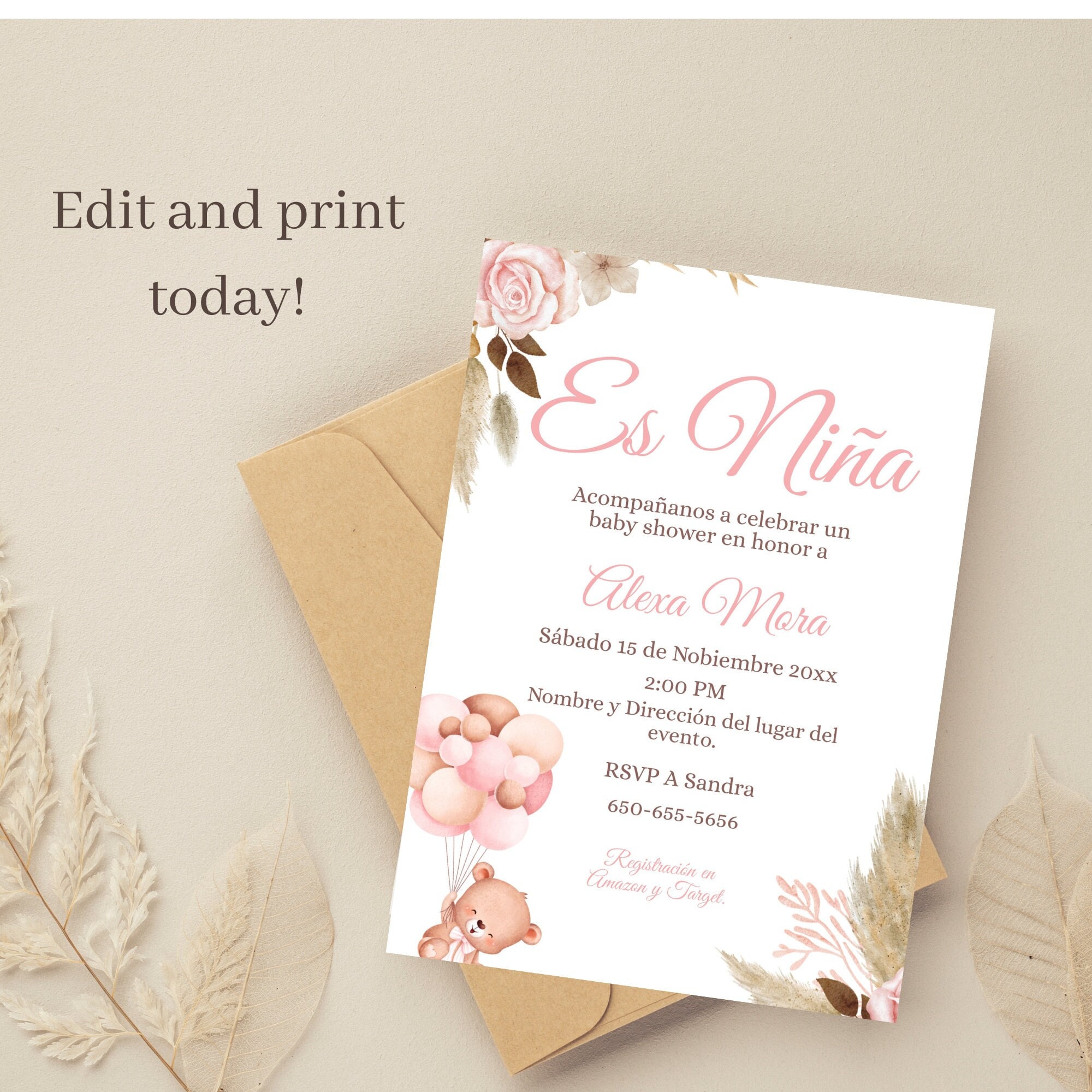 Invitación para Baby Shower En Español Imprimirble. Etsy México