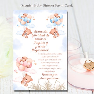 Tarjetita de recuedo para baby shower en Español - Oración y deseos para la  bebe y su mama-recuerdo para baby Shower de Trillizos..