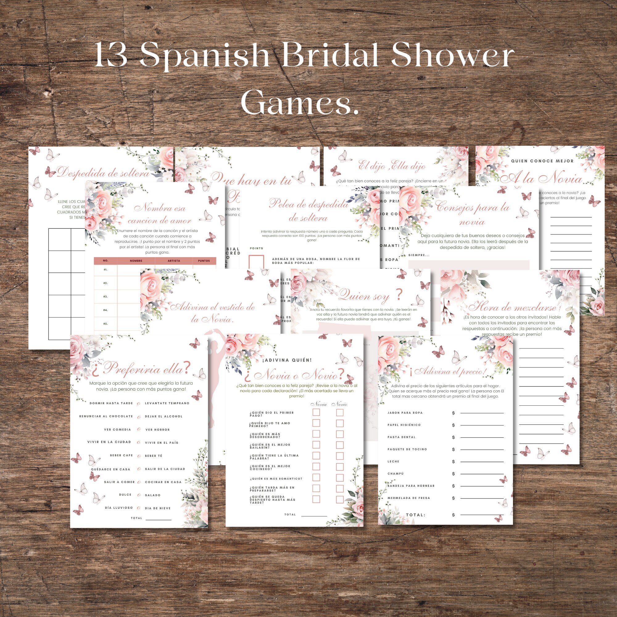 Paquete de juegos para despedida de soltera en español, paquete de 12 juegos  en español e Ingles no editables de descarga instantanea. - Etsy México, image size:2000x2000