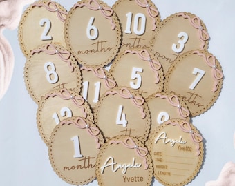 Baby Milestone Signs Birth Stats sign Hospital Newborn Name Sign Baby Shower Gift Name Announcement Photo prop sign Coquette Bow Theme sign