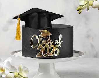 Class of 2025 or 2026 Graduation Cake Topper Laser Cut Acrylic Charm Grad cake decoration Custom color Graduation cake decor