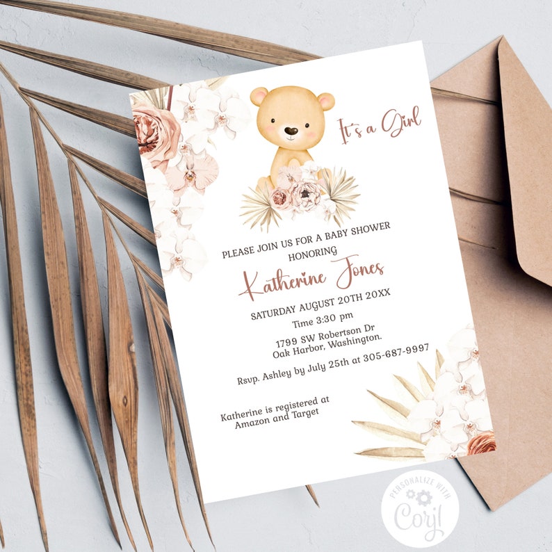 Boho Baby Shower Invitation Boho Floral Baby Shower Baby Etsy