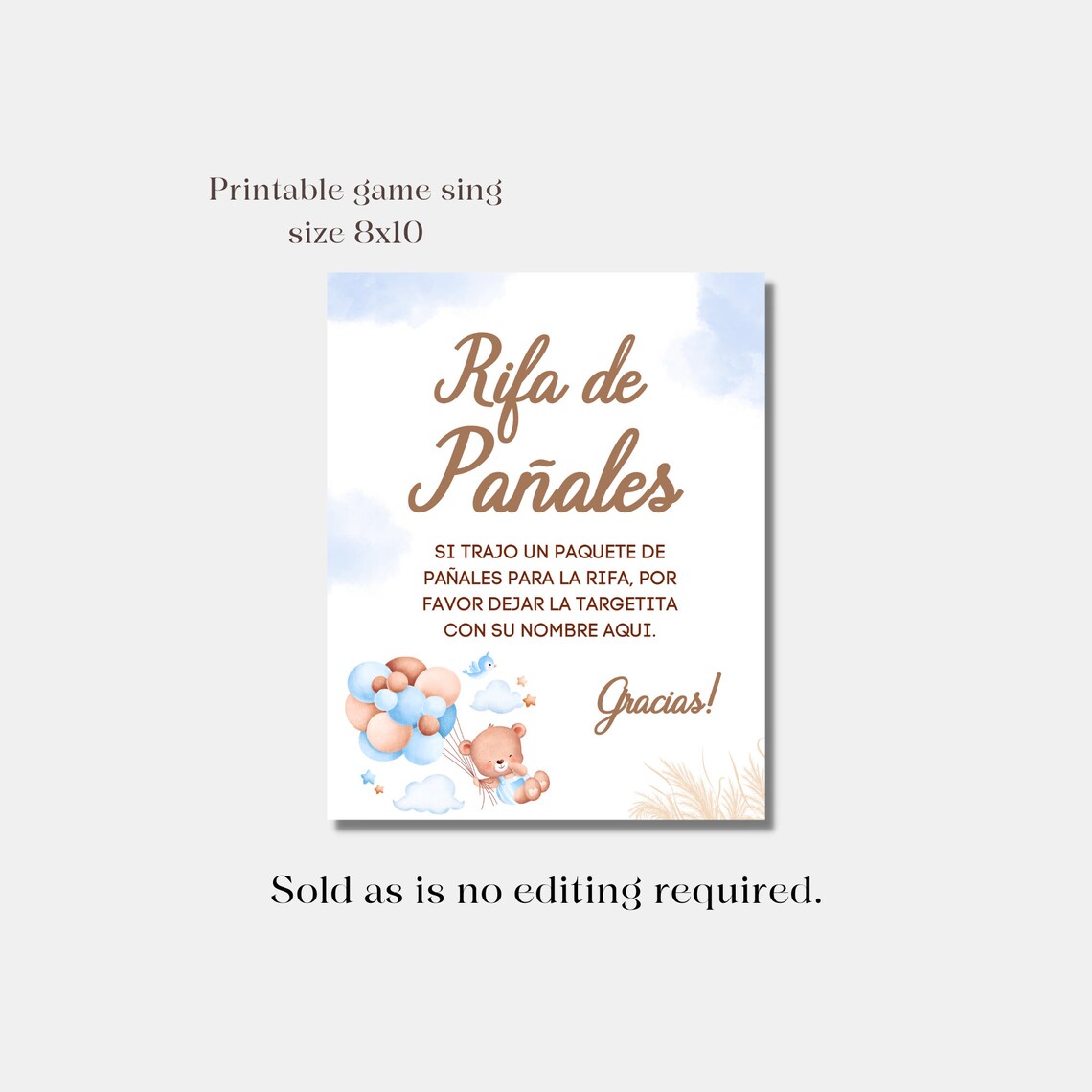 Spanish Diaper Raffle Sign and Diaper Raffle Invitation Etsy