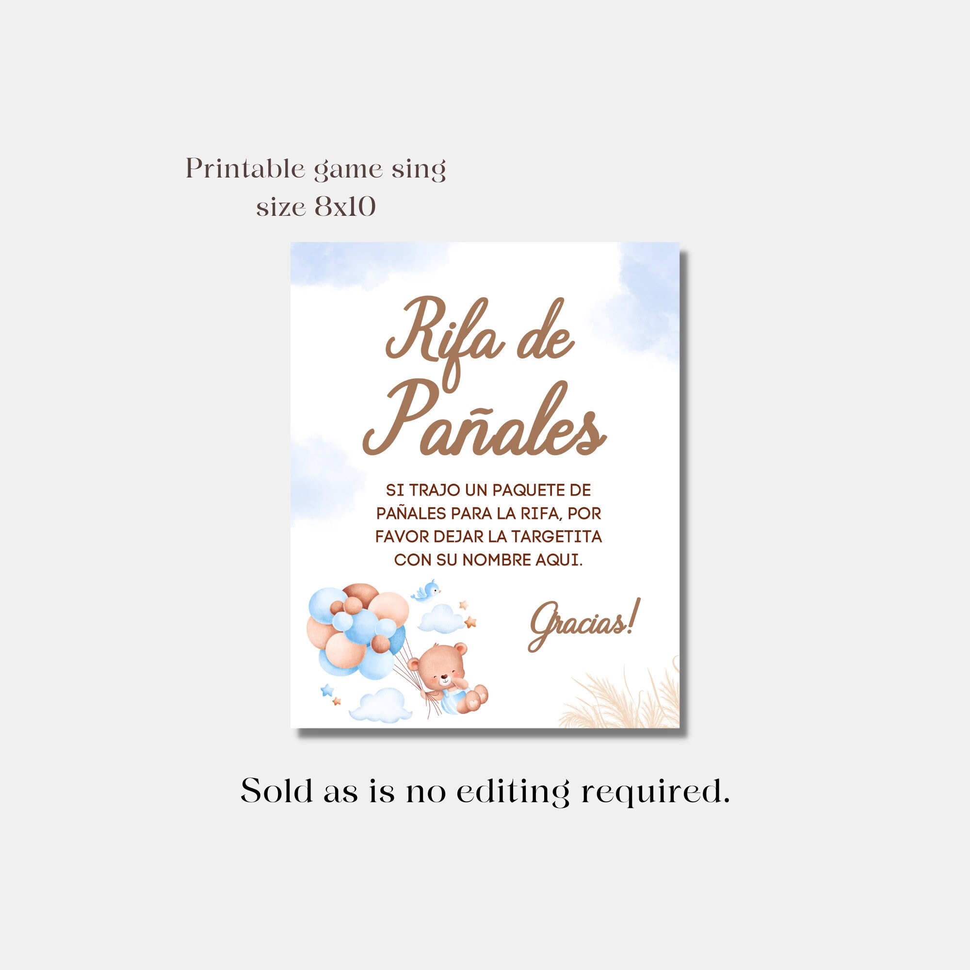 Spanish Diaper Raffle Sign and Diaper Raffle Invitation Etsy