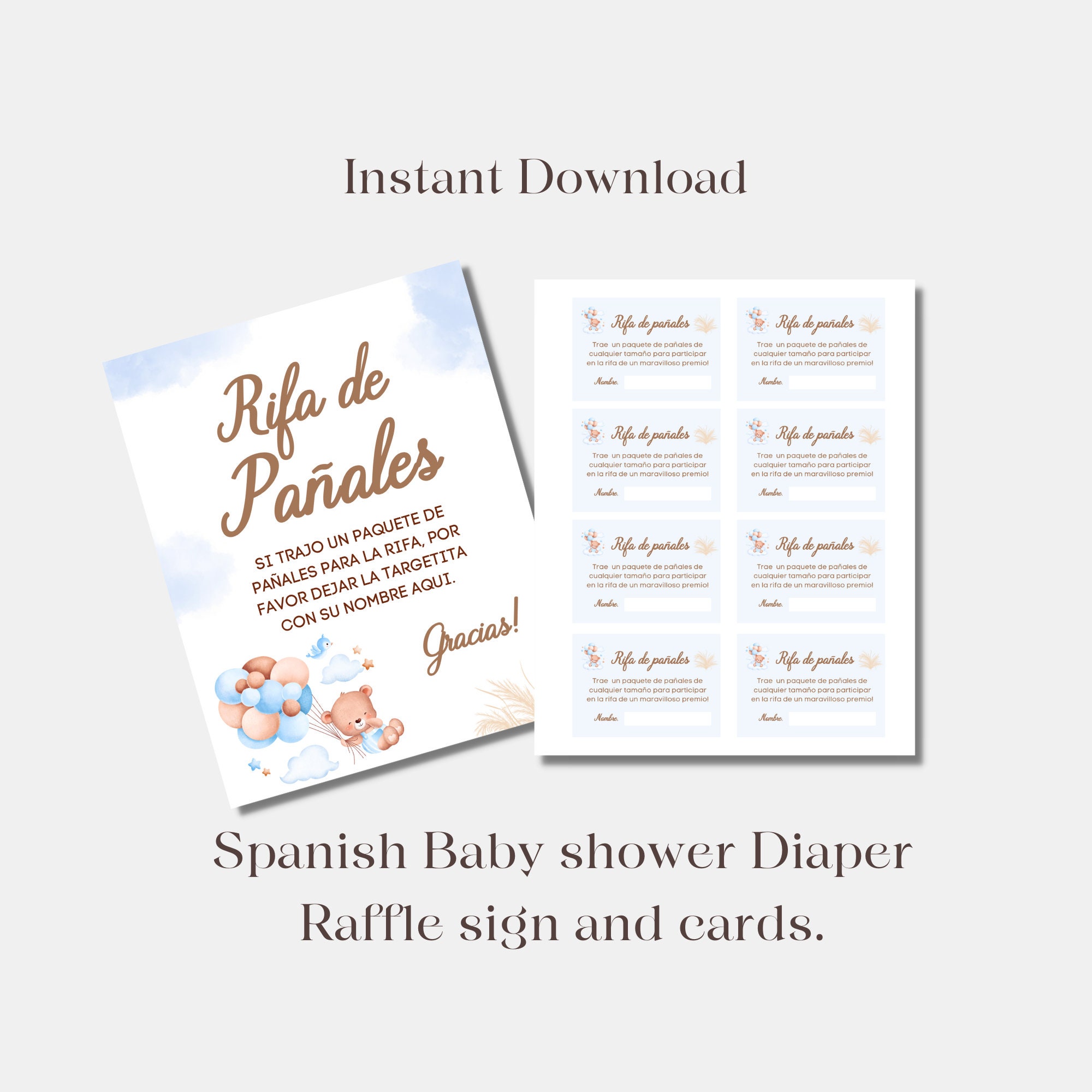 Spanish Diaper Raffle Sign and Diaper Raffle Invitation Etsy