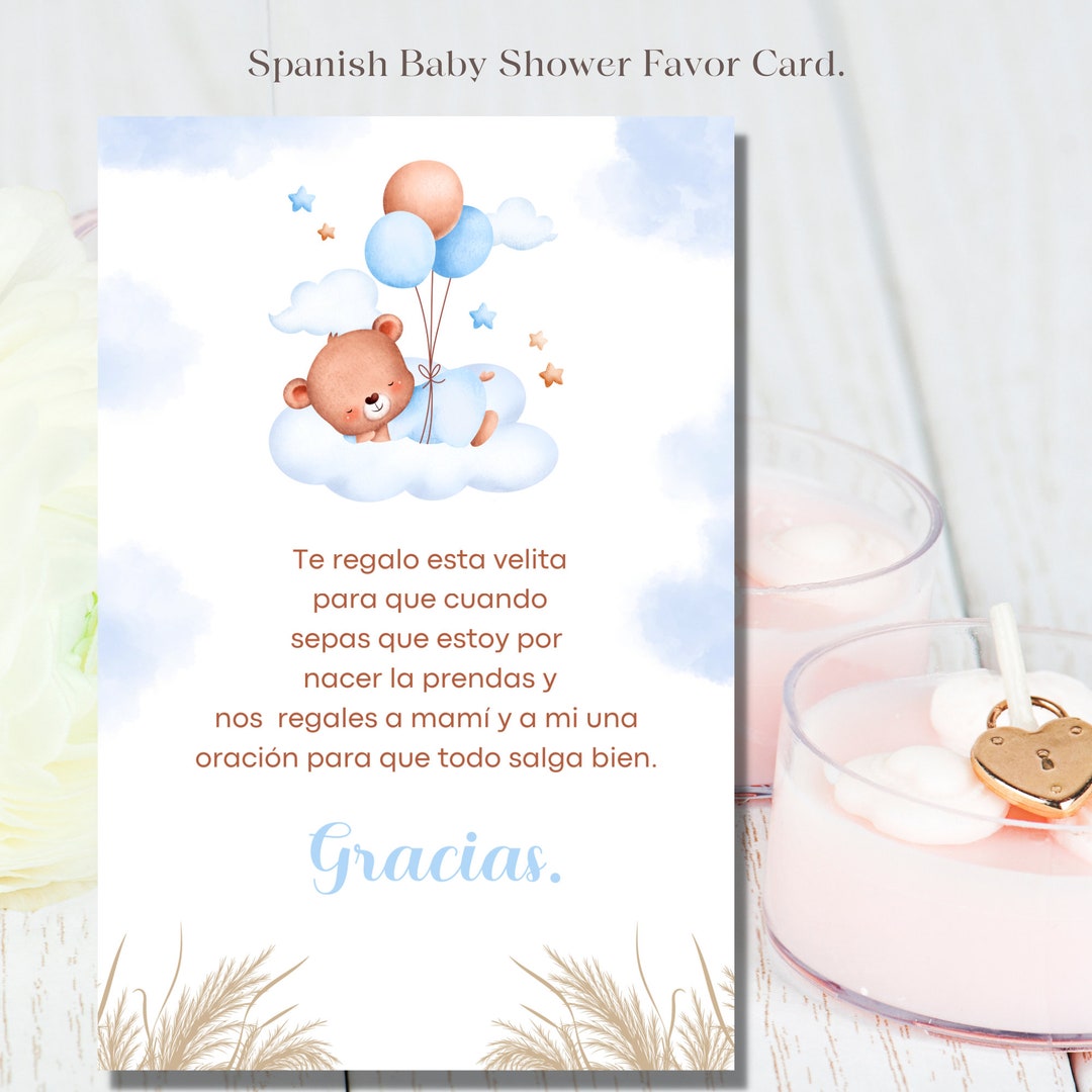 Tarjetita de recuedo para baby shower en Español Oración y deseos para