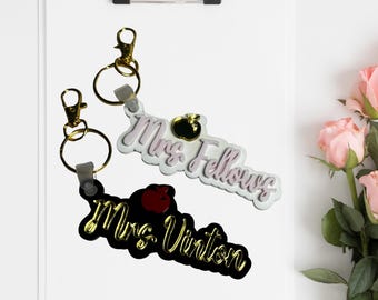 Personalized Teachers Gift Name Keychain Custom teachers  appreciation gift idea  name keychain for teachers Name Tag with teachers name