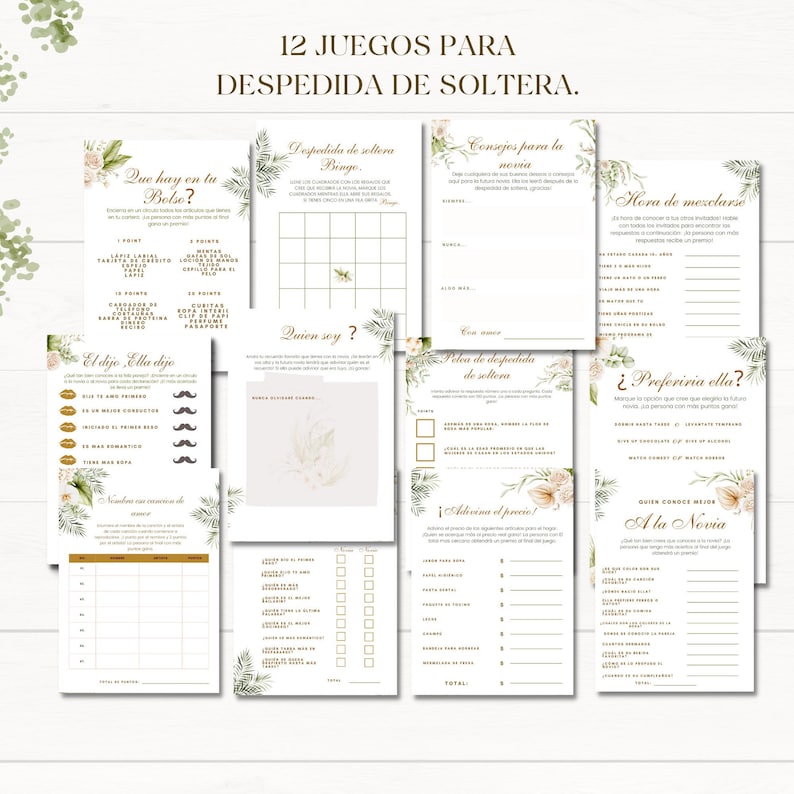 Spanish Printable Bridal Shower Games Set, Paquete Moderno De Juegos ...