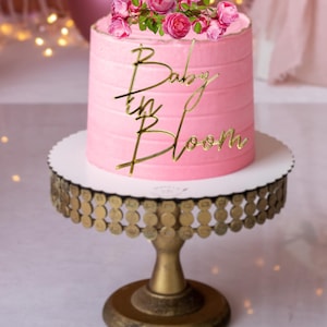 Acrylic Baby in Bloom Cake charm- Name Baby in Bloom Cake Plaque - Baby Shower Wooden  or Acrylic Cake Charm- Gender Reveal Cake Decor