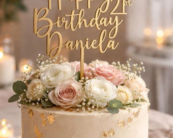 Personalized 21st Birthday or any age Happy Birthday Cake Topper Custom Birthday Acrylic or wood cake decoration custom Name cake decor