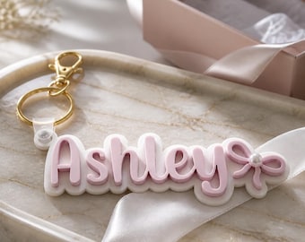 Personalized Gift Name Tag Keychain Coquette Girls Personalized Backpack Tag  Lunch Bag Tag Teen Girls Name Tag Ballet Bag Name Tag