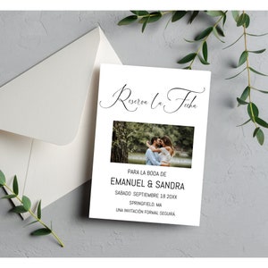 Espagnol Moderne Enregistrer la date Modèle d’invitation imprimable - Reserva la fecha de Boda- Invitacion Editable e Imprimirble, Téléchargement instantané.