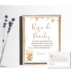 Spanish Diaper Raffle Sign and Diaper Raffle Invitation Insert- Rifa de Pañales Sign  En Español, Spanish baby shower game Instant Download