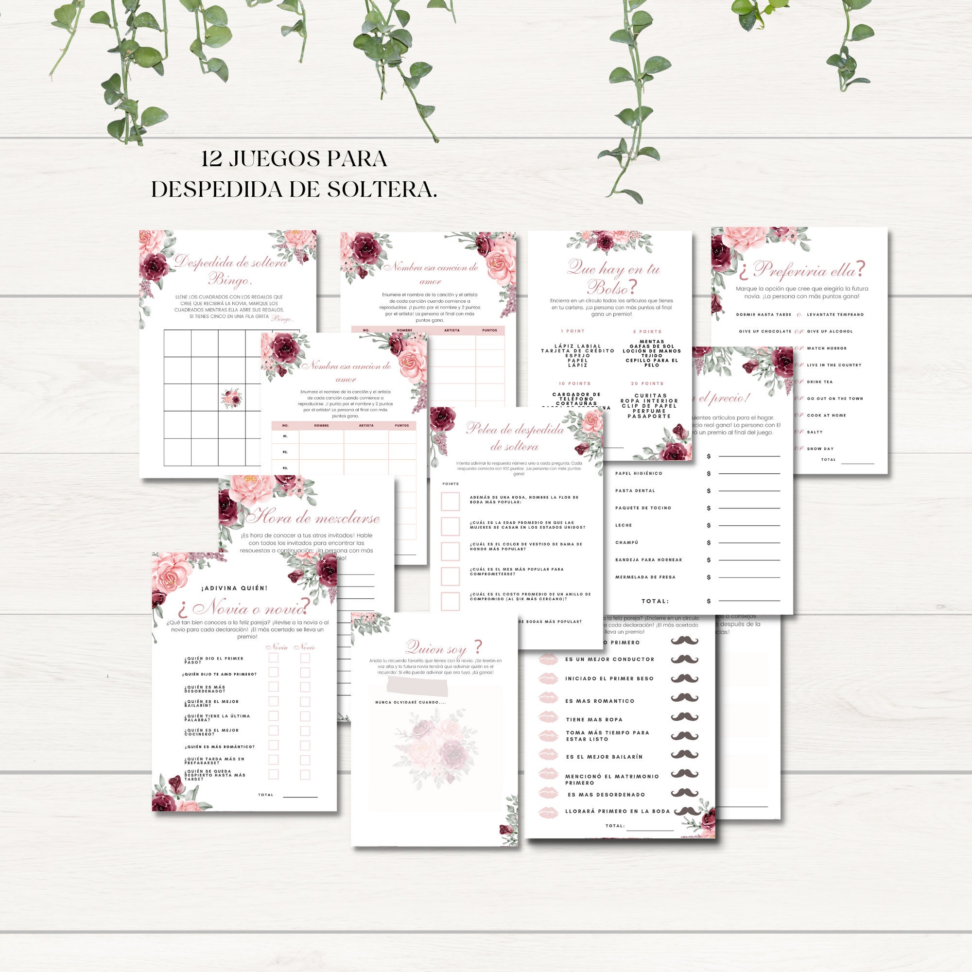 Spanish Printable Bridal Shower Games Set Paquete De Juegos - Etsy