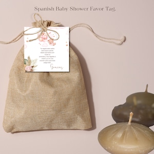 Spanish Baby Shower Favor Tags, Spanish Candle Favors favor tag, Recuerdo para Baby Shower, Wishes and payer for baby favor card.