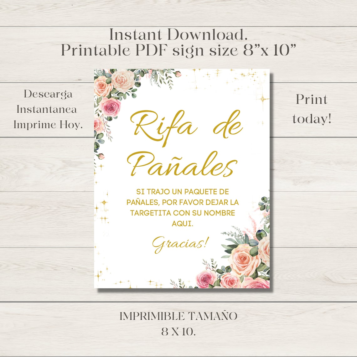 Spanish Diaper Raffle Sign and Diaper Raffle Invitation Etsy UK