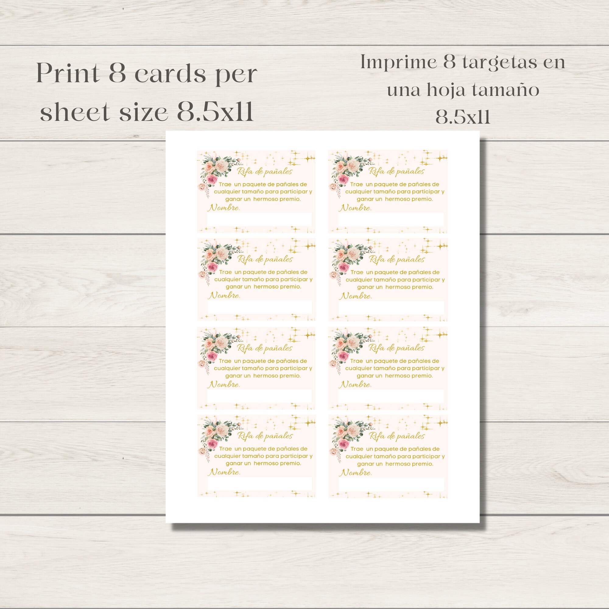 Spanish Diaper Raffle Sign and Diaper Raffle Invitation Etsy UK