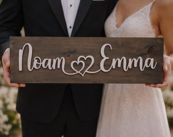 Personalized Couples Name Sign, Wedding Gifts for Couple, Heart Love Couples Name wood Sign, Anniversary Gift, Valentines day gift.