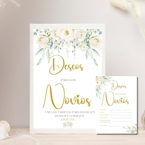 Cartel para Despedida de soltera o para Boda, Cartel y tarjetitas imprimibles para los deseos para los Novios, descarga instantánea